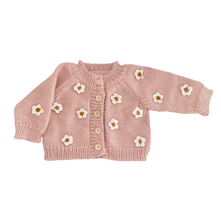 Flower Kid's Cardigan, Blush