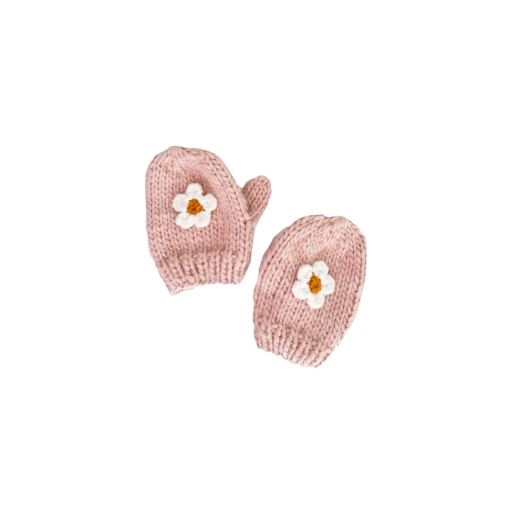 Kid & Baby Flower Mittens, Blush