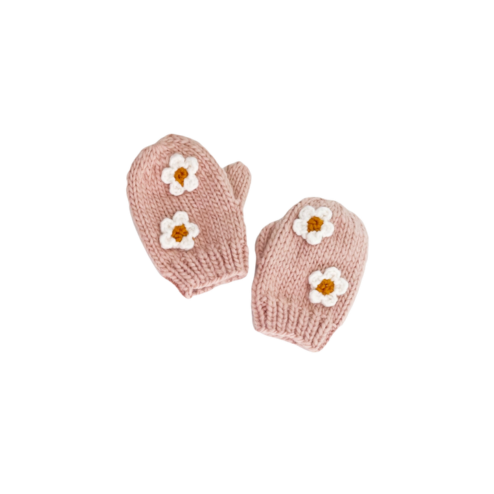 Kid & Baby Flower Mittens, Blush