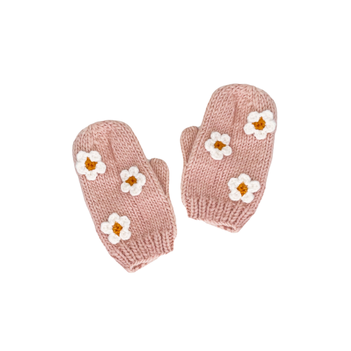 Kid & Baby Flower Mittens, Blush