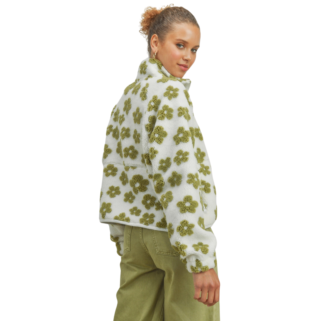 Daisy Flower Pattern Fleece Sherpa