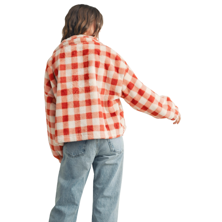 Drop Shoulder Plaid Jacket