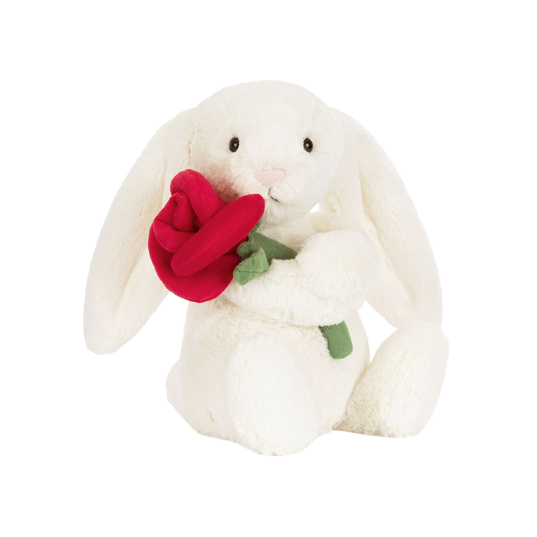 Cream Bunny with Rose