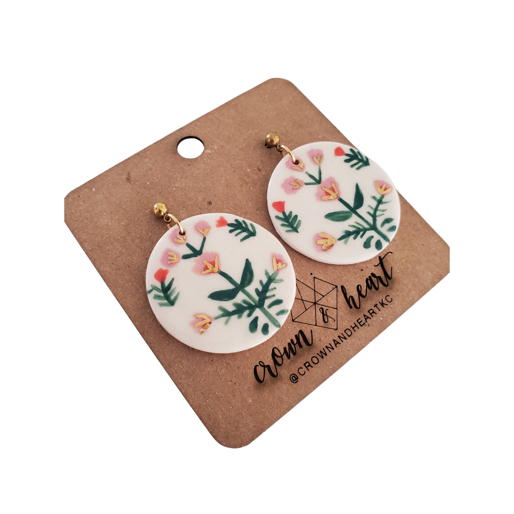 Folk Floral Circle Earrings