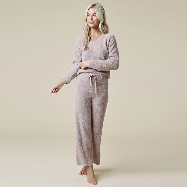 Solid Marshmallow V-Neck Lounge Set