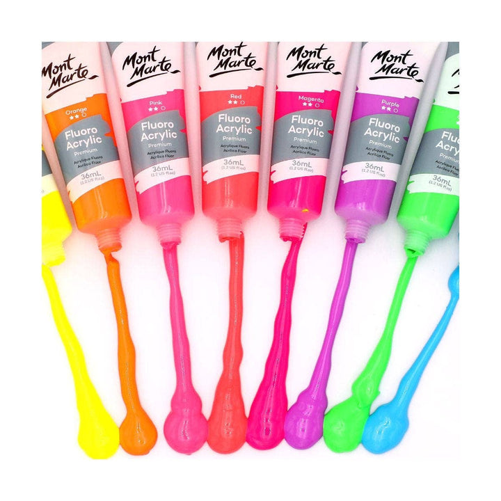 Fluro Acrylic Paint Set Premium 8pc x 36ml (1.2oz)