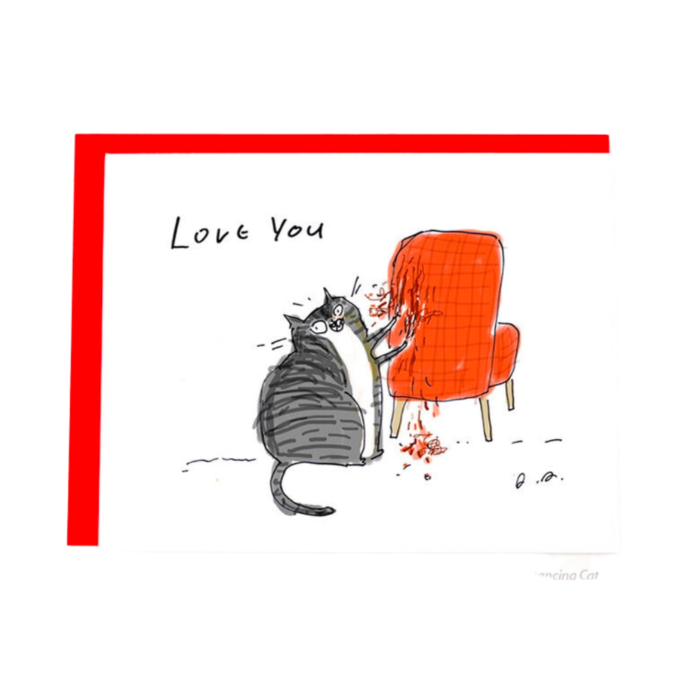 Chair Rip Love You Cat Greeting Card