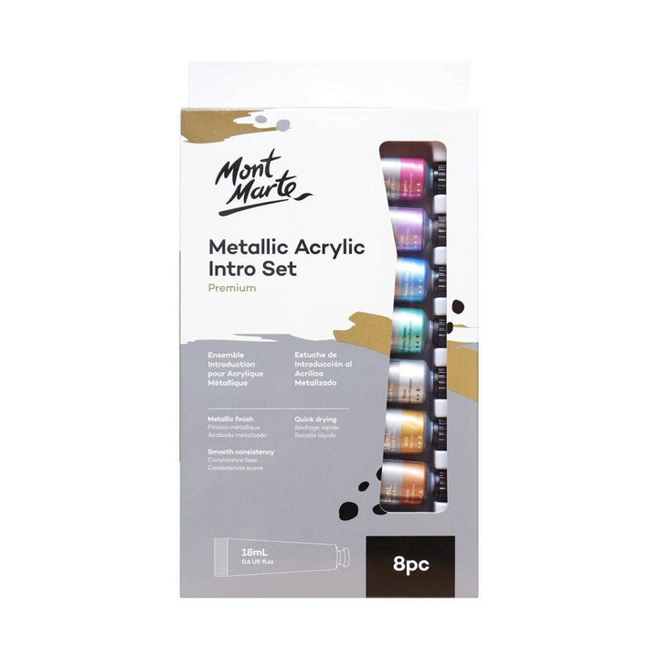 Metallic Acrylic Paint Intro Set Premium 8pc x 18ml (0.6oz)