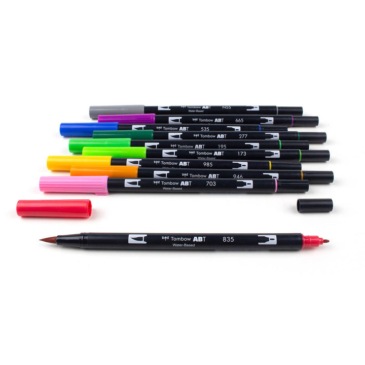 Dual Brush Pen,Watercolor Favorites,10-Pack +Free Fudenosuke