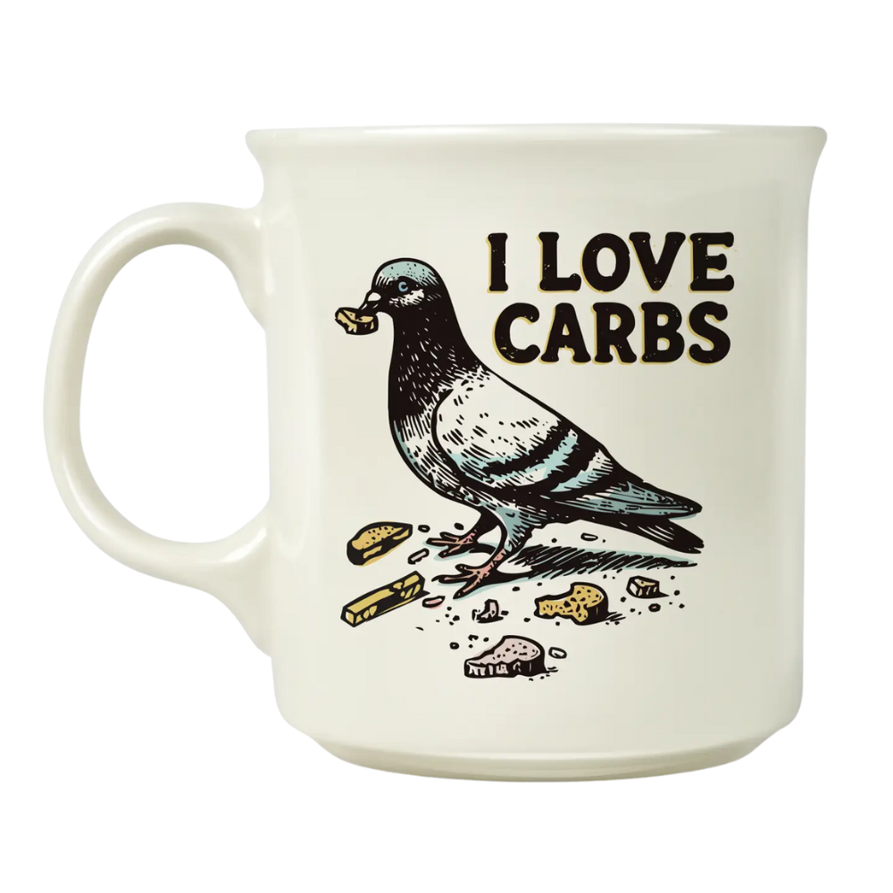 I Love Carbs Pigeon Mug