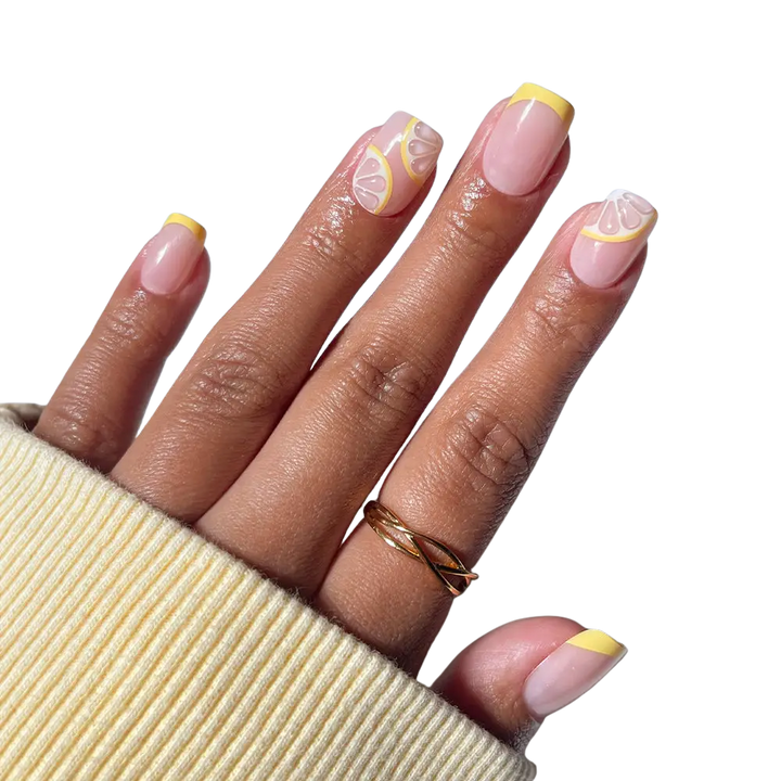 Limonata French Tip Short Squoval Press-On Nails