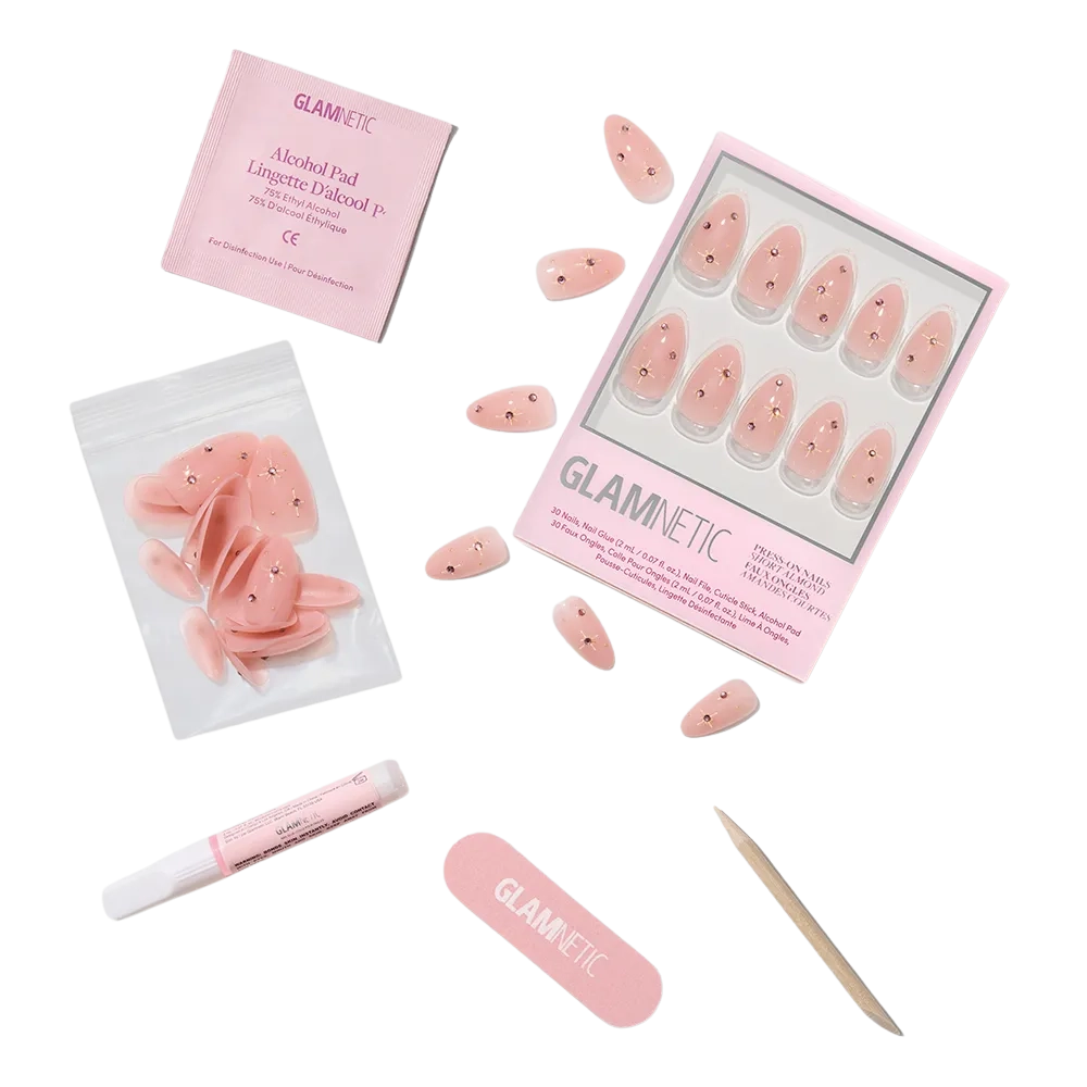 Pink Comet Short Almond Press-On Nails