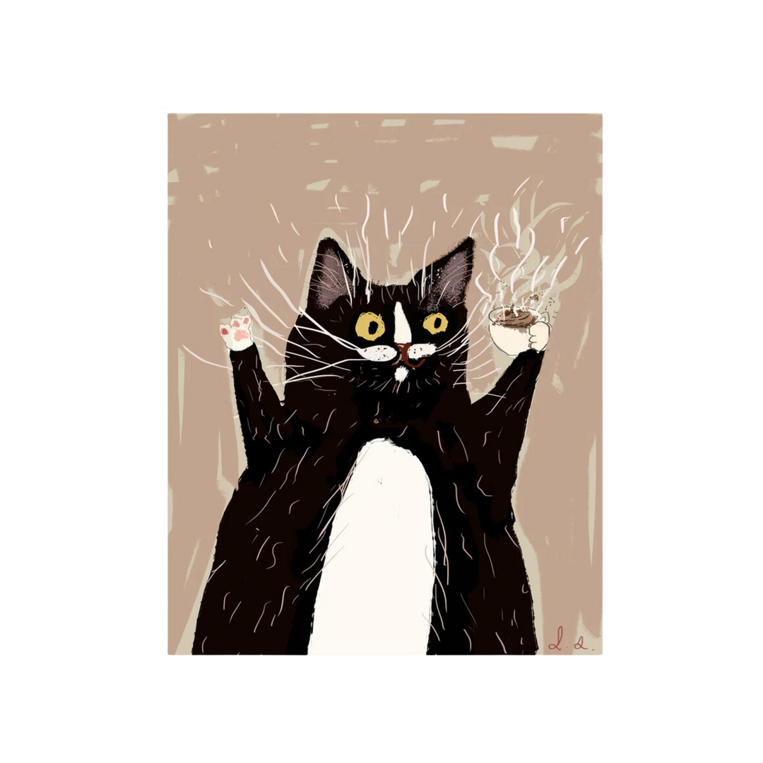 Coffee Time Cat Art Print