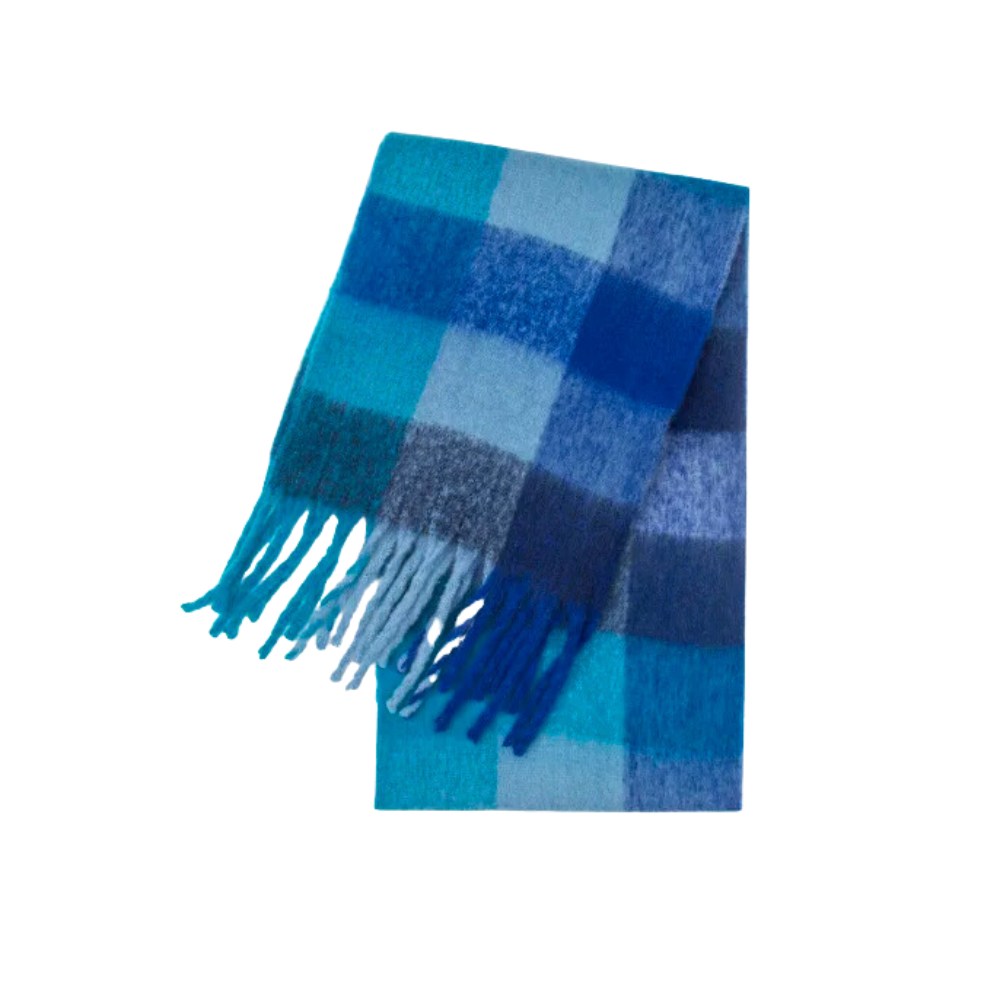 Plaid Blanket Scarf Cozy Soft Long with Fringe