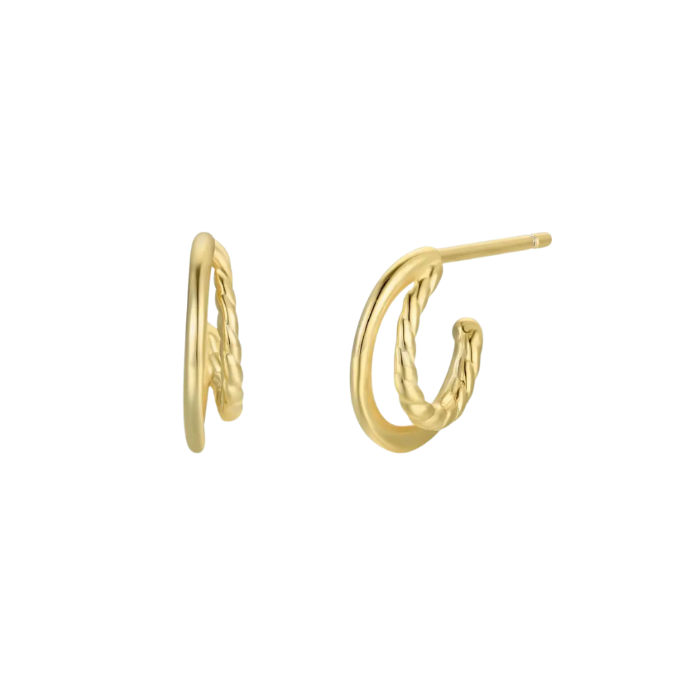 Double Hoop Gold Earrings