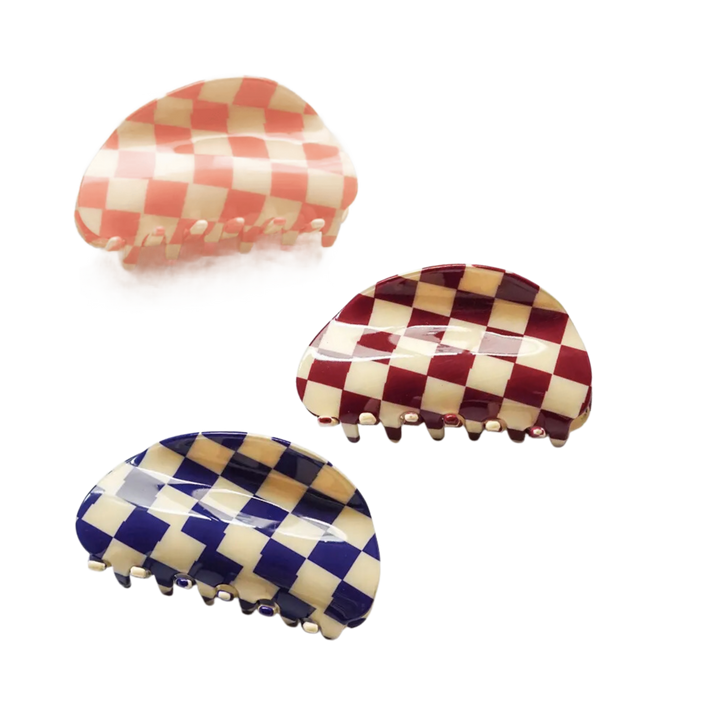 Large Waffle Checker Hair Claw Clip