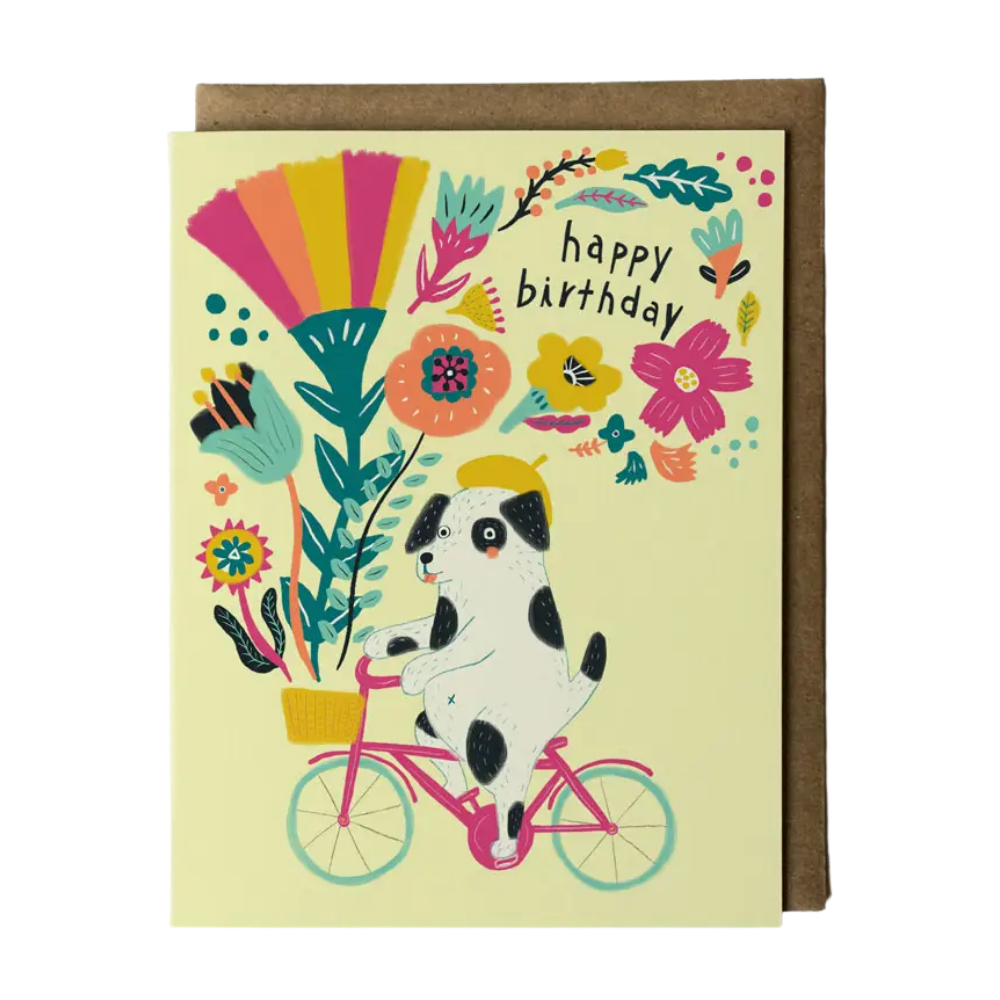 Dog on a Bicycle Birthday Card