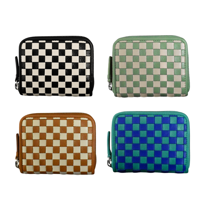 Checkerboard Zip Around Wallet
