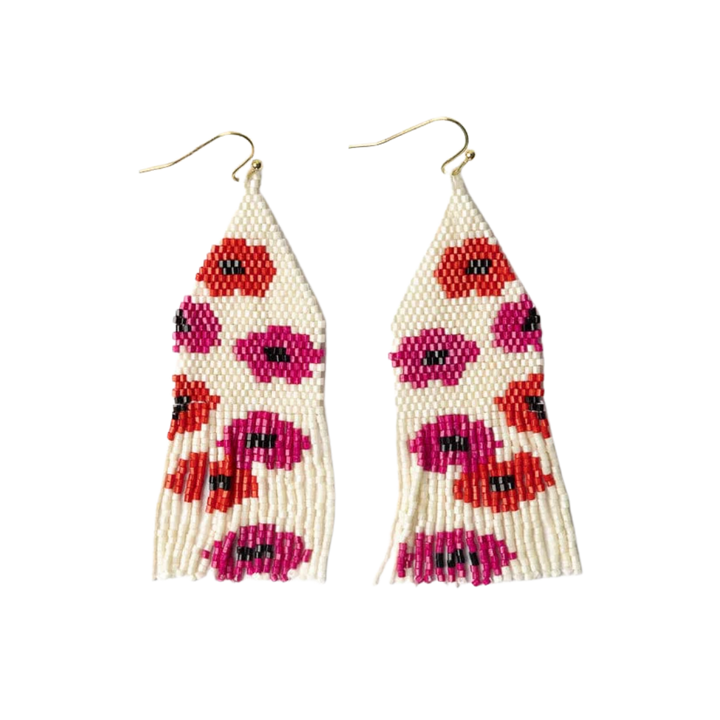 Delilah Poppies Beaded Fringe Earrings