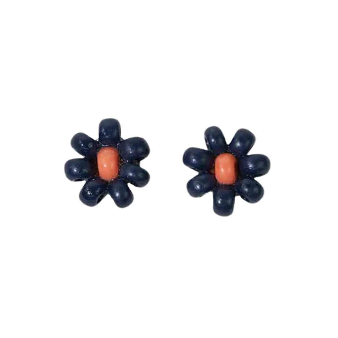 Game Day Flower Beaded Post Earrings