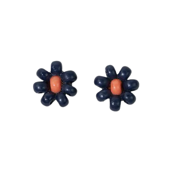 Game Day Flower Beaded Post Earrings