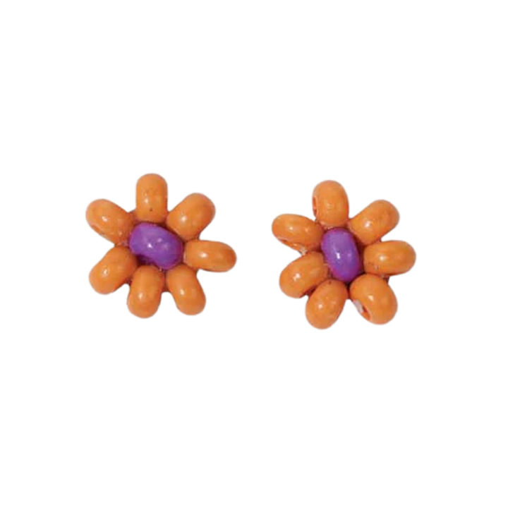 Game Day Flower Beaded Post Earrings