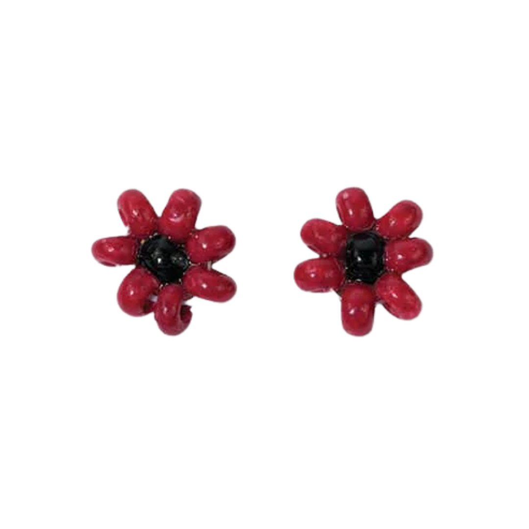 Game Day Flower Beaded Post Earrings