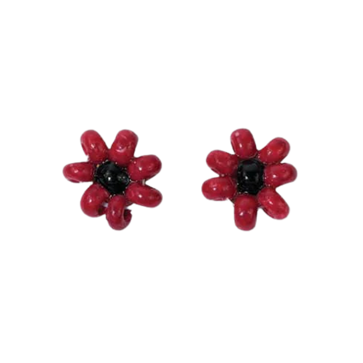 Game Day Flower Beaded Post Earrings