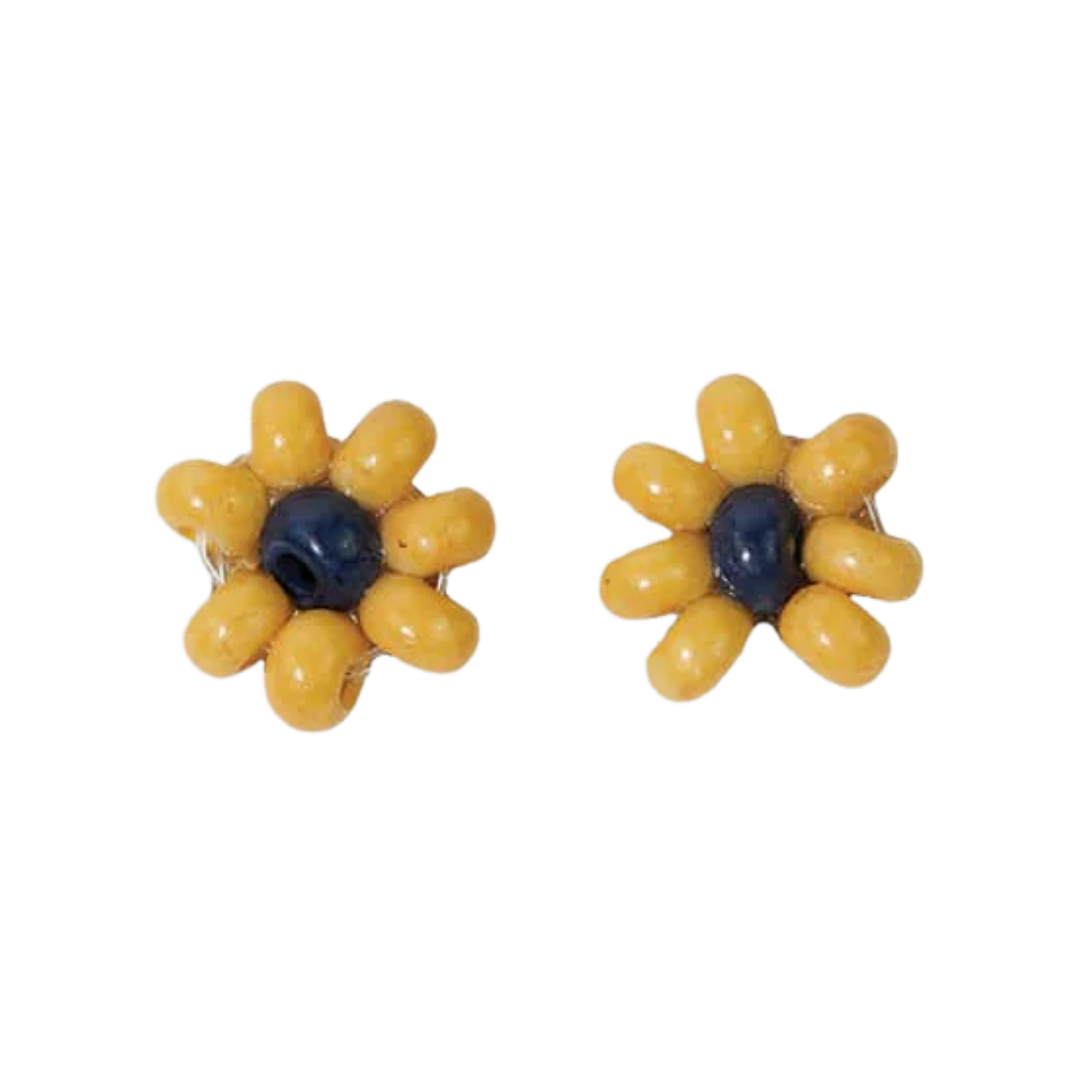 Game Day Flower Beaded Post Earrings