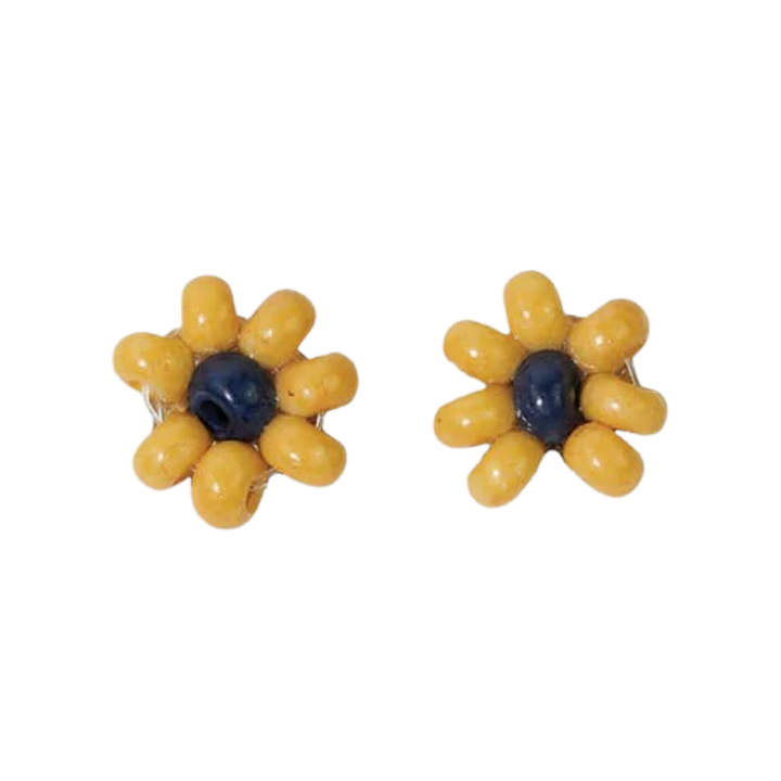 Game Day Flower Beaded Post Earrings