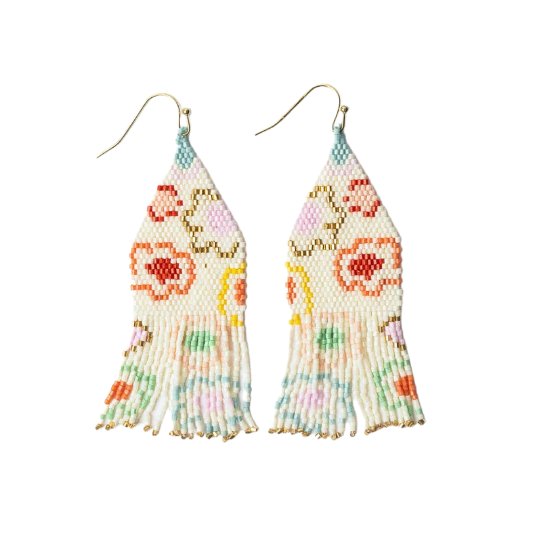 Delilah Poppies Beaded Fringe Earrings