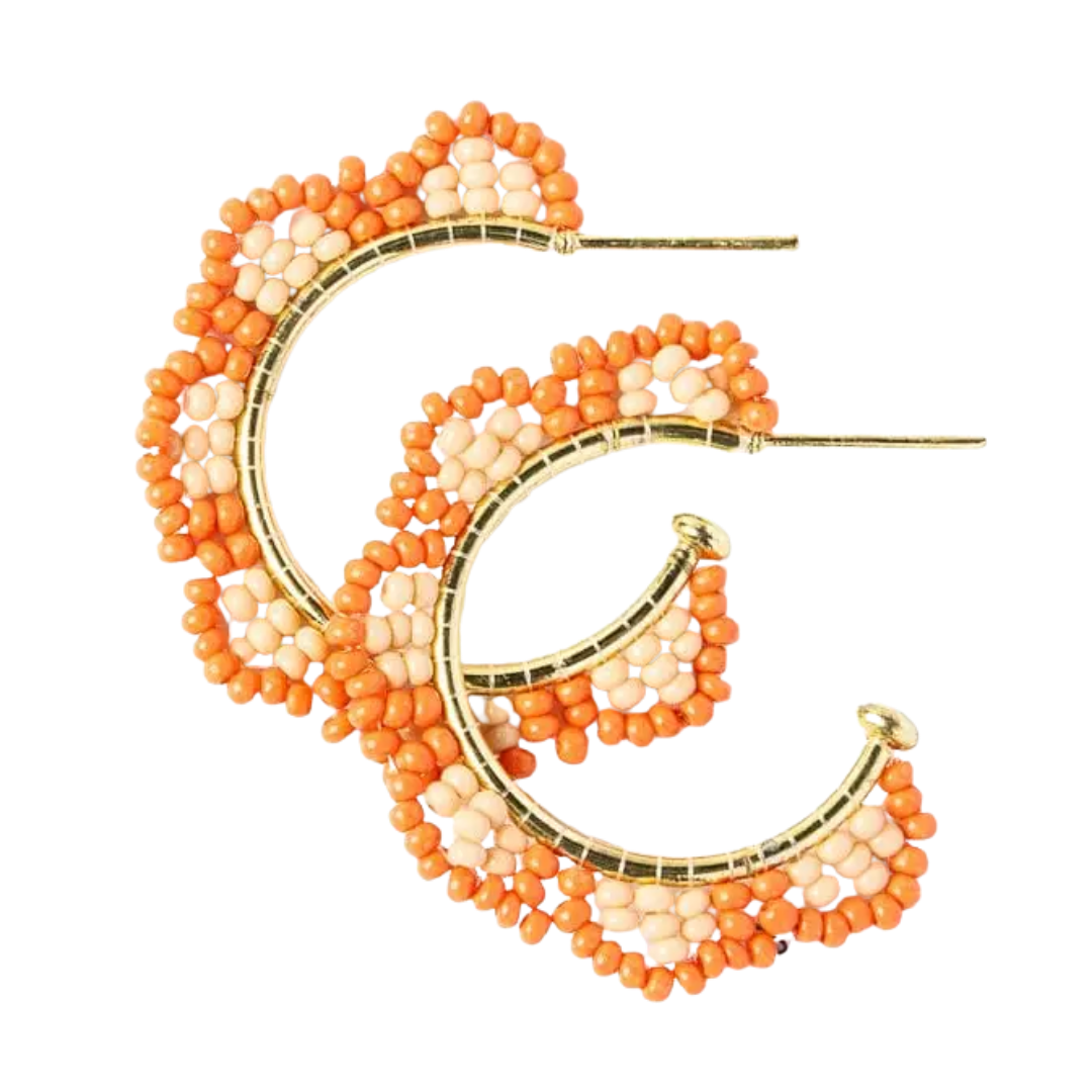 Luna Beaded Scallop Gold Hoop