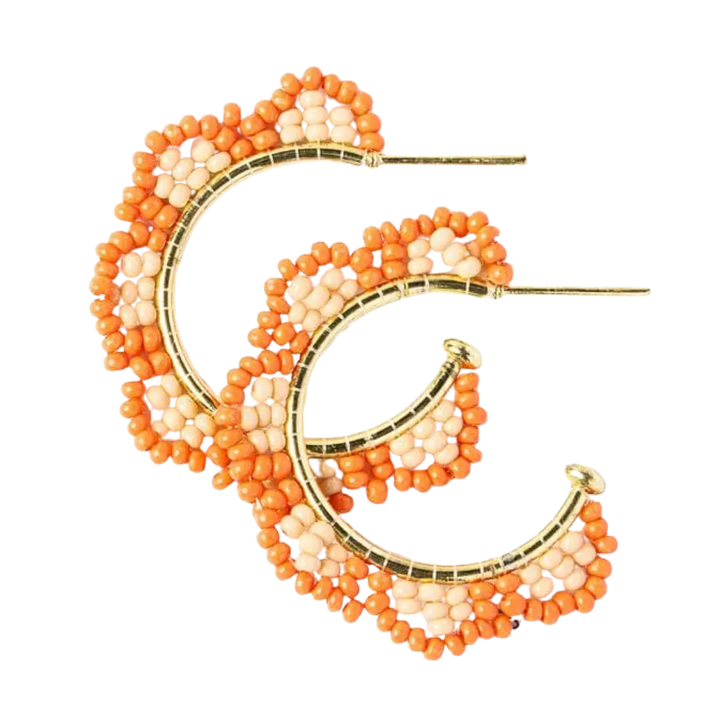 Luna Beaded Scallop Gold Hoop