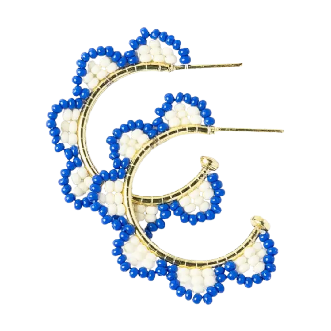 Luna Beaded Scallop Gold Hoop