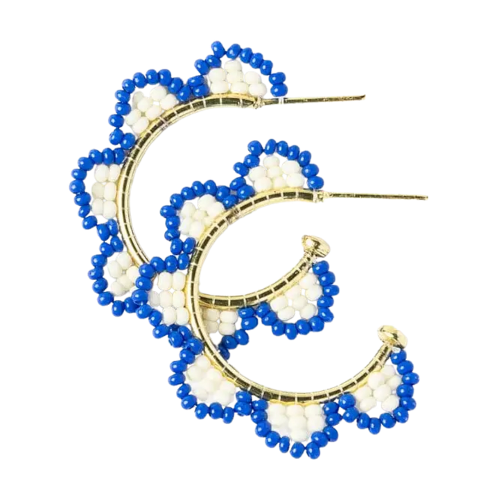 Luna Beaded Scallop Gold Hoop