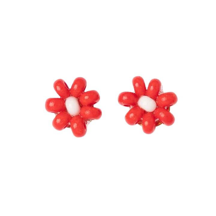 Game Day Flower Beaded Post Earrings