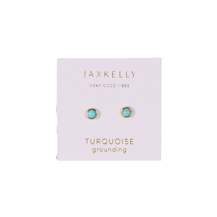 Simple Stud Earrings- Gemstone- 18k Gold Plated