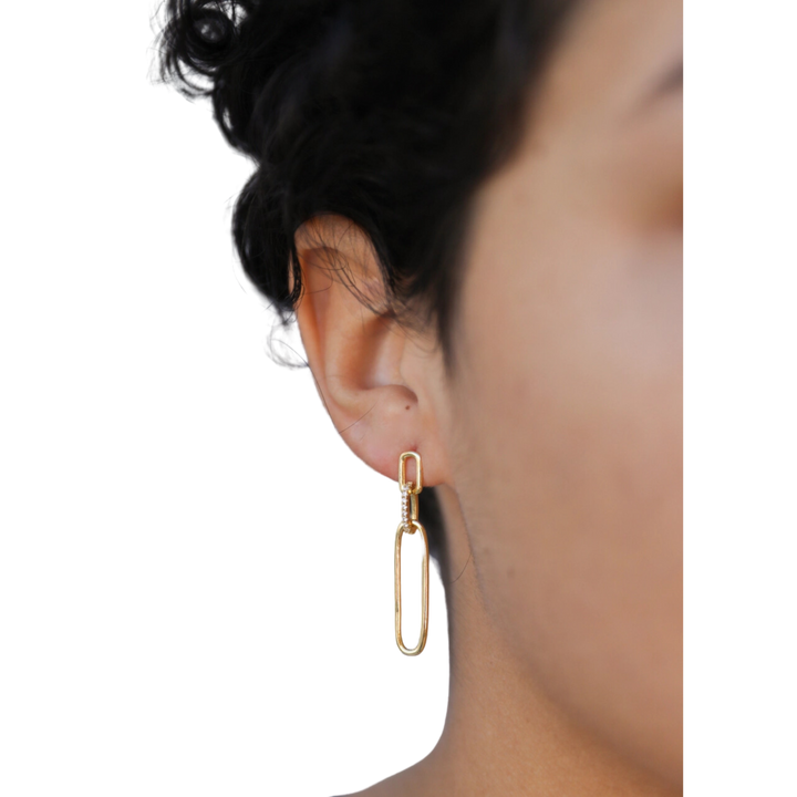 Pave Link Drop Earrings