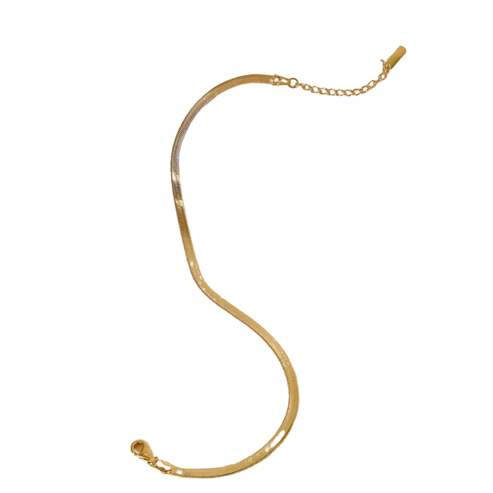 Flat Snake Chain Anklet- 18k Gold Plated