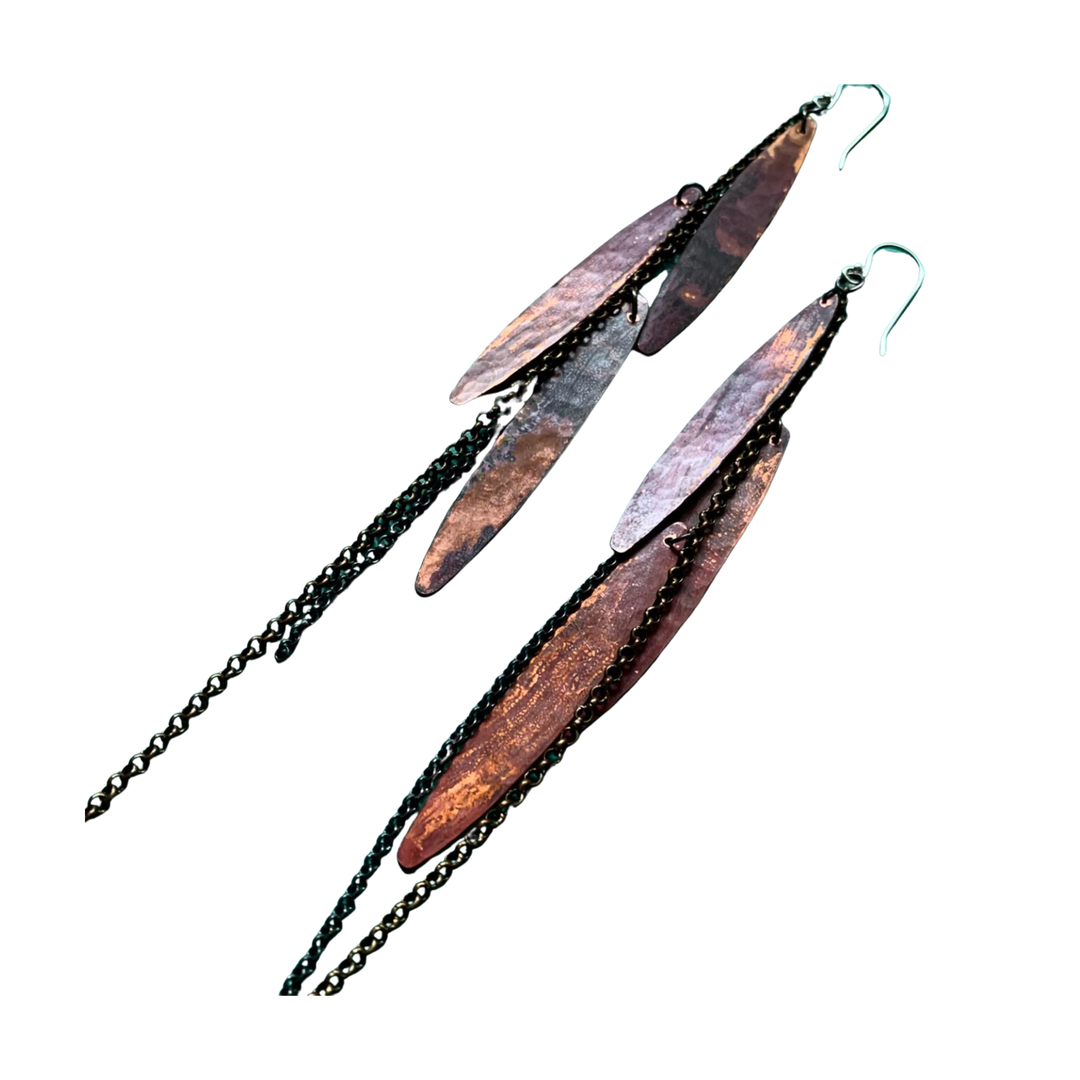 Metal Feather Earrings