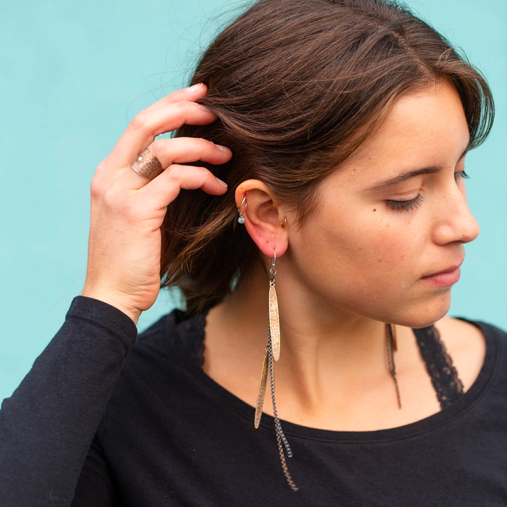 Metal Feather Earrings