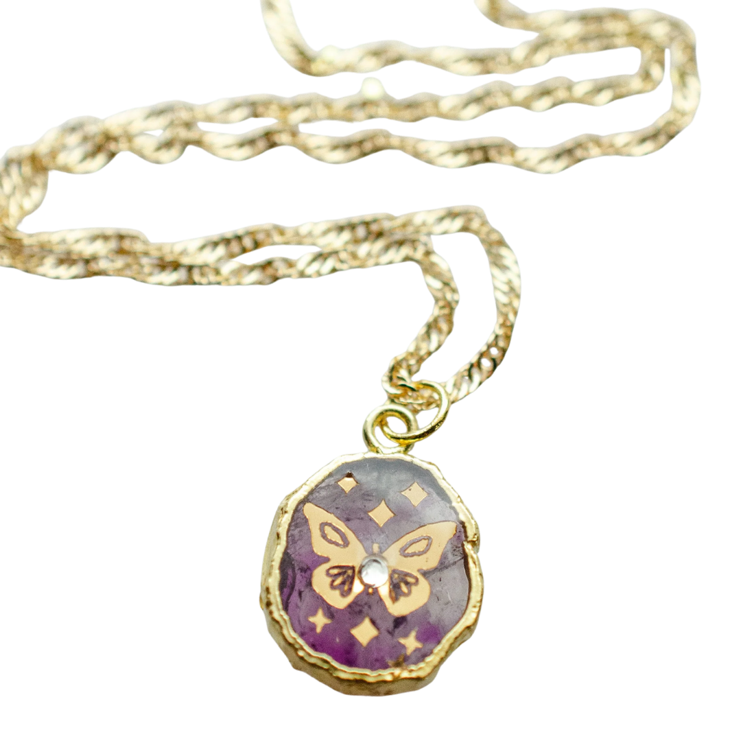 Amethyst Butterfly Necklace