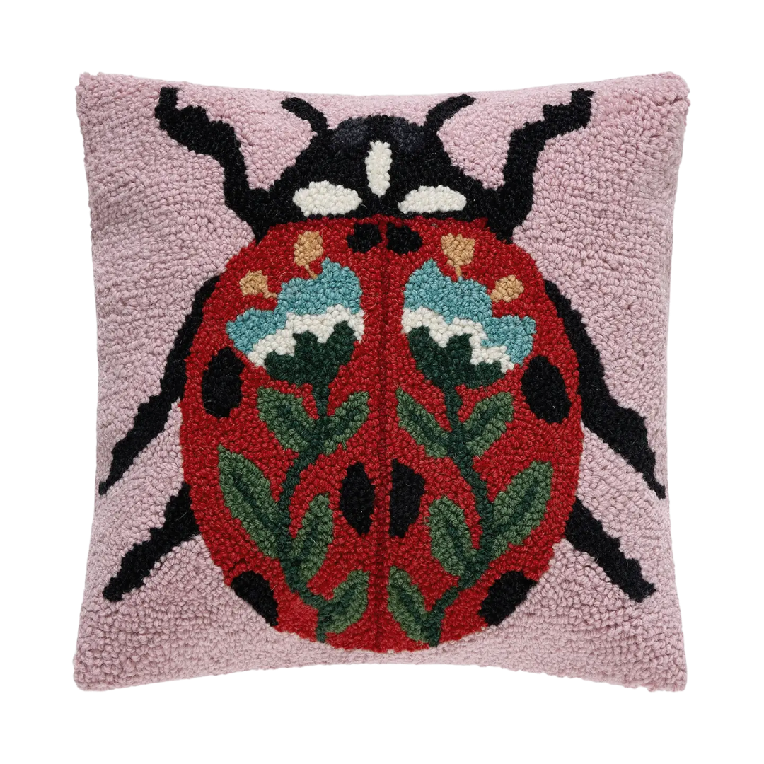 Folk Ladybug Hook Pillow