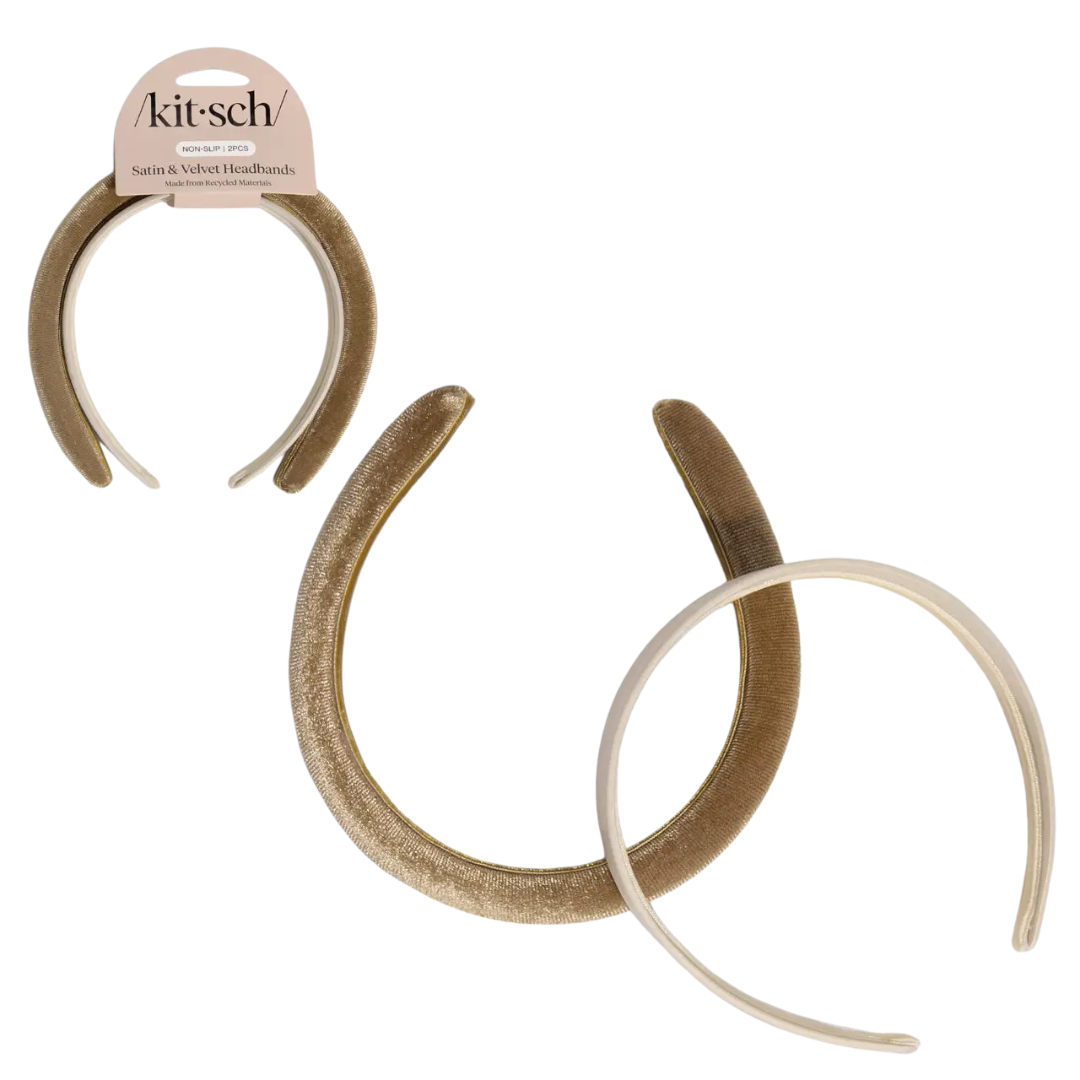 Cream & Camel Satin & Velvet Headbands