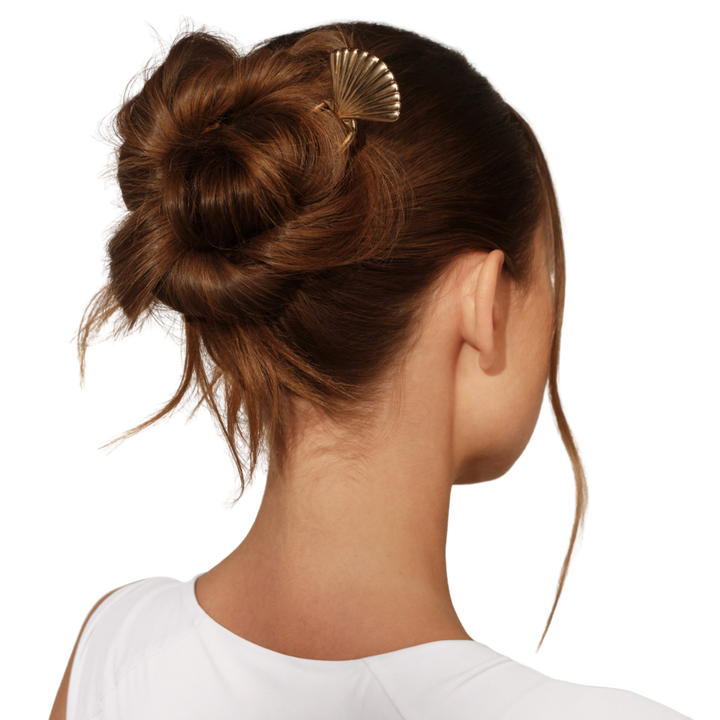 Metal Clam Shell French Hair Pin - Gold