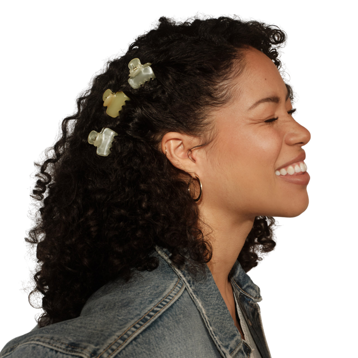 Mini Jelly Cloud Clips 8pc Set - Pearlized Cream & Butter Yellow