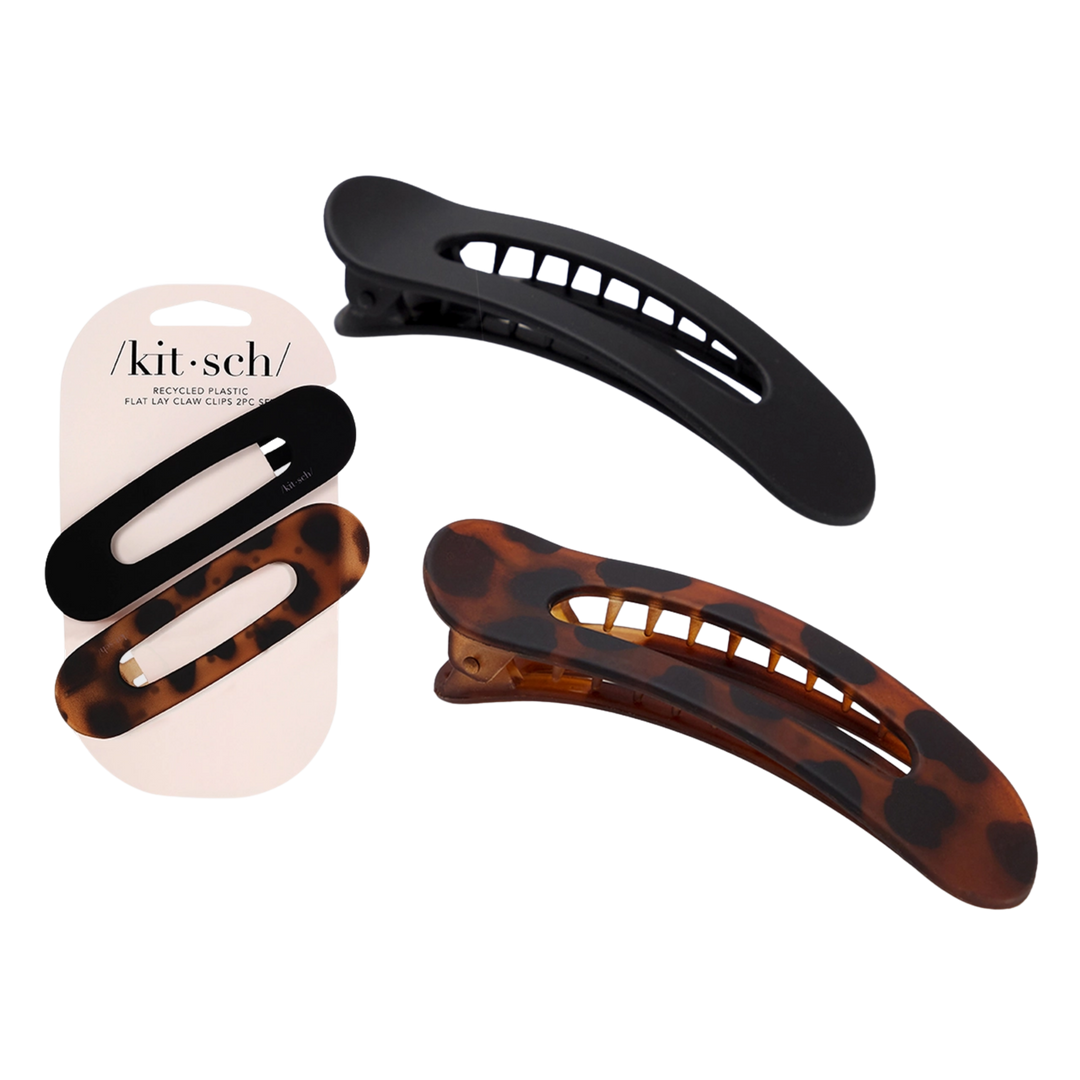 Lay Flat Claw Clip 2pc Flat - Black & Tort
