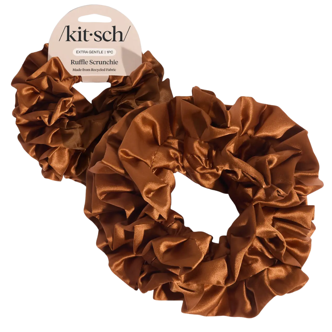 Camel Ruffle Scrunchie
