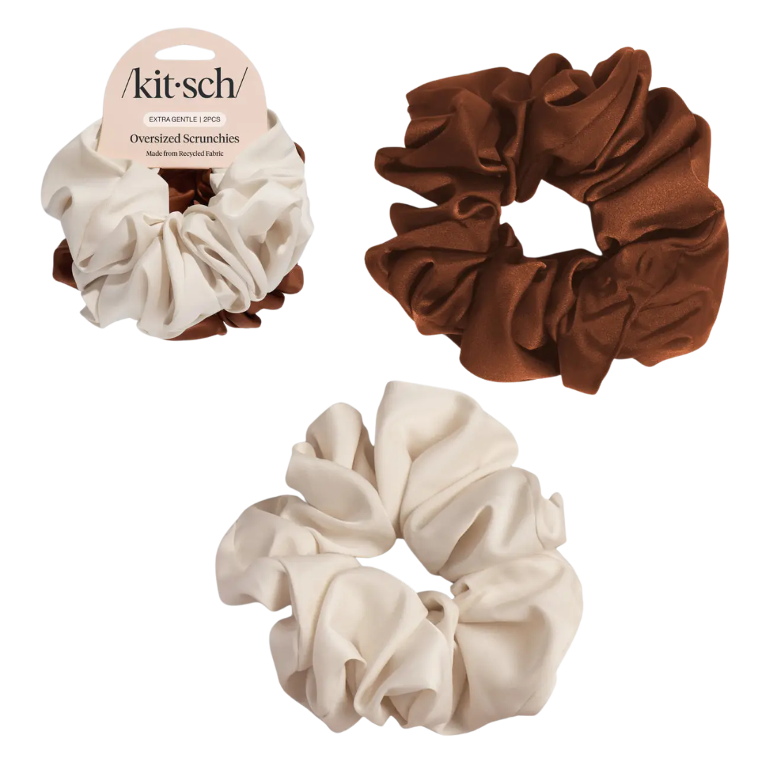 Cream & Camel Oversized Scrunchies