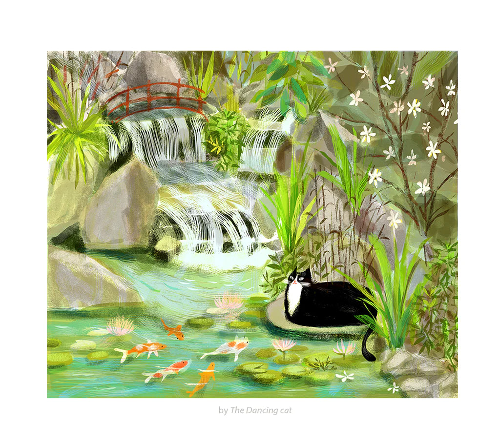 Koi Pond Kitty Print Large